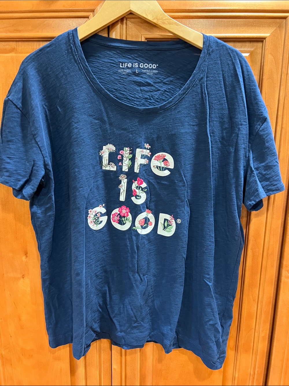 Life Is Good Navy Floral Logo Tee